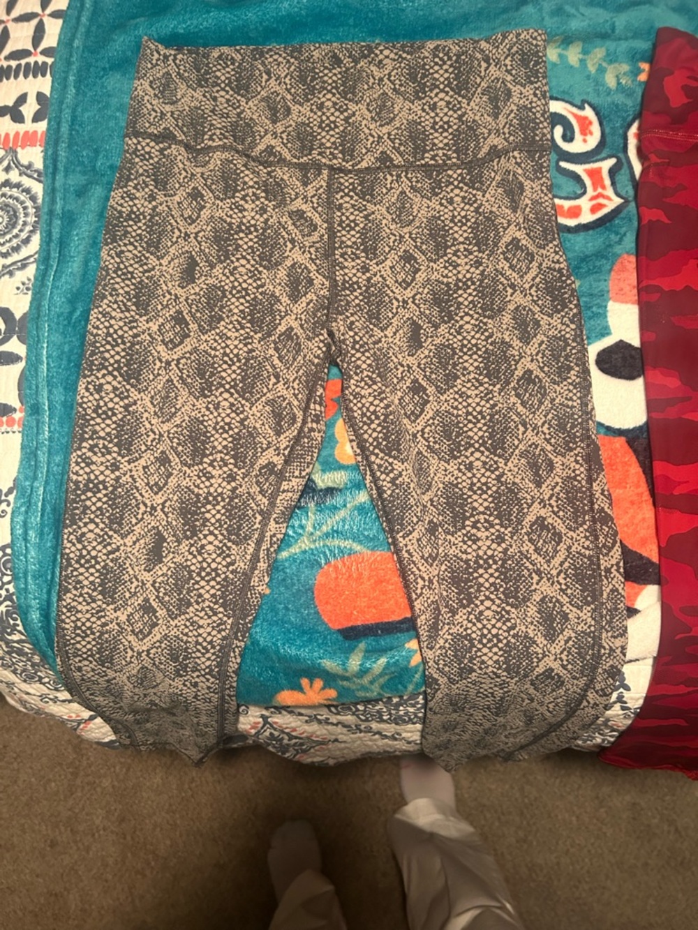 Athleta Snake-Print Leggings in Beige and Black